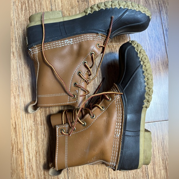 LL Bean Maine Bean Boots Hunting Duck Rain Boots Sz 8 Tan brown 8” - Picture 5 of 8